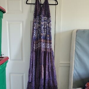 Purple and Blue Halter Sundress for Resort Wear
